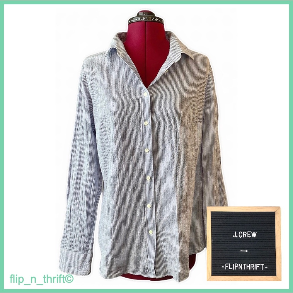 J.CREW Blue/White Striped Button-Down Shirt